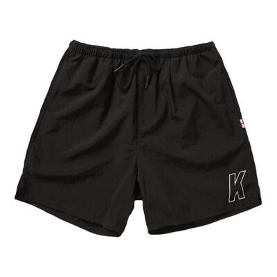 KRiMe黑红两色尼龙运动短裤