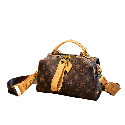 香港品牌真皮波士顿包单肩斜挎包