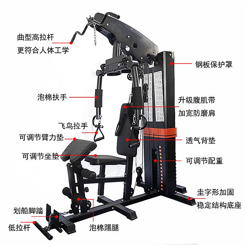 飞鸟单人站综合训练器械多功能推胸背肌家用力量套装组合健身器材
