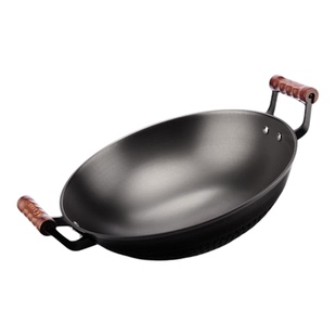 铁人牌铁锅陆川家用炒菜锅老式无涂层炒锅燃气煤气灶专用免开锅