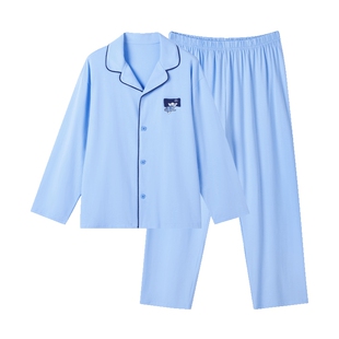 【纯棉开衫睡衣】小猪托尼胖男童家居服大童简约风翻领睡衣套装春