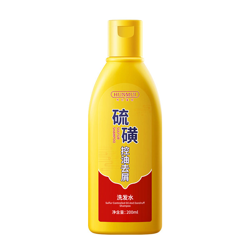 韩伦美羽硫磺去屑洗发水 清爽控油蓬松除螨止痒功效性家用洗发露
