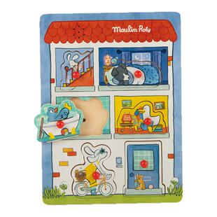 法国moulinroty茉兰若缇声音嵌板拼图木质益智玩具配对游戏礼物