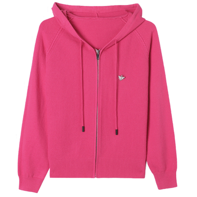 恒源祥女士连帽羊毛开衫披肩