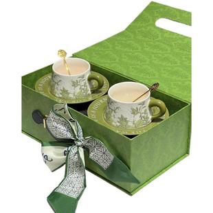 悦檬食器铃兰花鸢尾花咖啡杯碟情侣对杯礼盒装高级氛围感结婚送礼