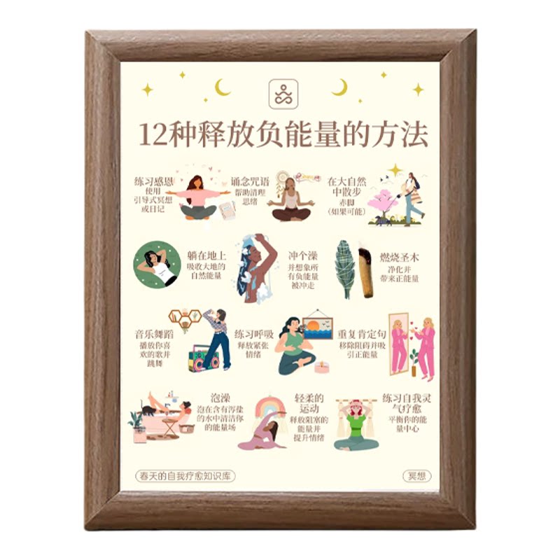 12招释放负能量疗愈木质相框摆件