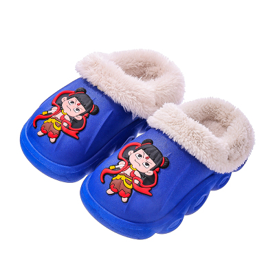 新款哪吒儿童棉拖鞋女加绒加厚底防水防滑男童拖鞋冬季宝宝可拆洗