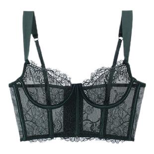 青色atelierintimo尤物性感鱼骨蕾丝女内衣钢圈文胸3/4杯可搭西装