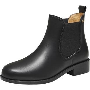 百思图2025冬季新款切尔西靴时尚简约潮流通勤女短靴C3752DD5