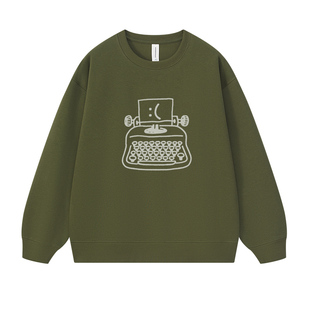 美式复古情绪打字机休闲圆领卫衣百搭简约小众灰色春秋上衣卫衣