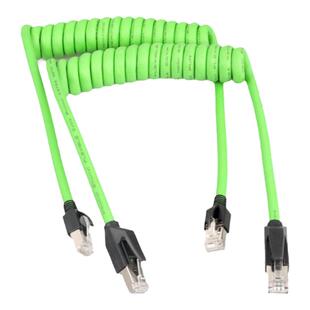 永定超六千兆弹簧工双屏蔽8芯RJ45工业高柔拖链监控专用伸缩网线