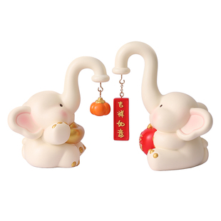 吉祥如意大象摆件客厅家居电视酒柜装饰品轻奢高级感乔迁新居礼物