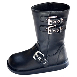 贝然儿童靴女童真皮高筒靴马丁靴单靴棉靴烟筒靴秋冬保暖皮靴长筒