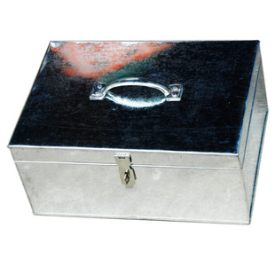 加厚铁皮钱箱铁箱箱子带锁工具不锈钢长方形铁收纳小收银的箱铁盒