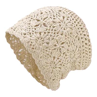 日系手工镂空毛线包头堆堆帽女