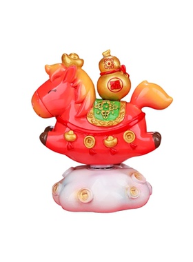 中式树脂小马财财车载摆件礼品