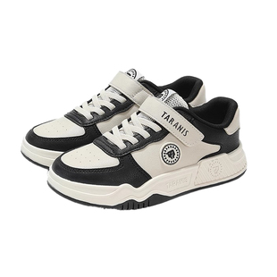 泰兰尼斯童鞋秋季新款儿童低帮板鞋时尚黑白熊猫鞋男童轻便运动鞋