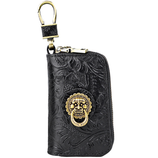 原创手工真皮汽车钥匙包男牛皮腰挂拉链钥匙收纳包多功能锁钥包潮