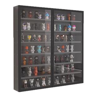 盲盒展示架手办展示柜手办壁挂柜子实木防尘透明玻璃门手办置物架