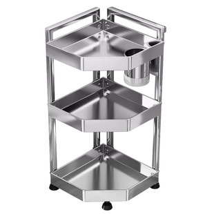 不锈钢厨房转角置物架台面三角调料架角调味瓶罐角落墙角收纳架子