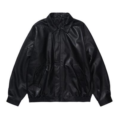 WHIMIN复古拉链皮衣外套