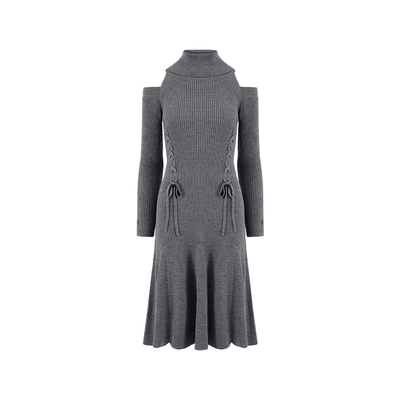 玛俪琳灰色露肩连衣裙秋季