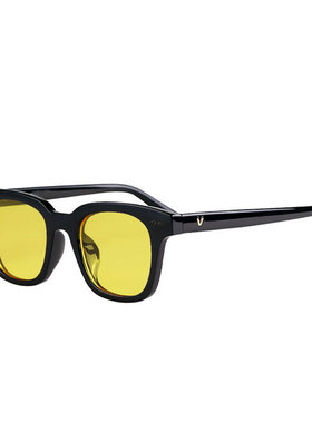 小脸黄色镜片墨镜方形框网红潮款