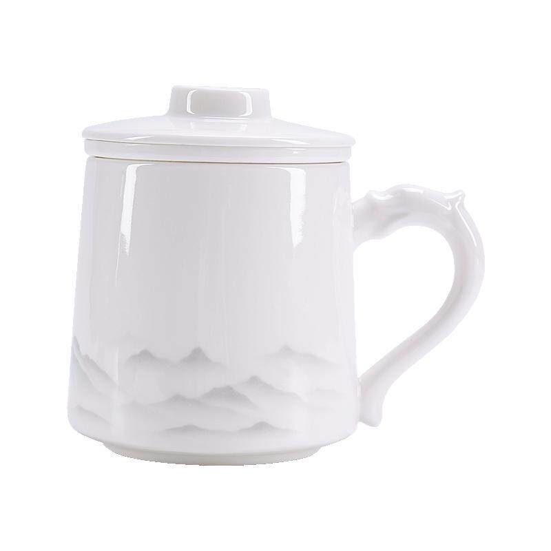 陶瓷马克杯泡茶杯水杯带过滤办公杯茶楼专用茶水分离杯子定制logo