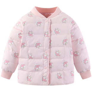 波姆熊美乐蒂2025冬季新款宝宝轻薄保暖羽绒服内胆白鸭绒中大童