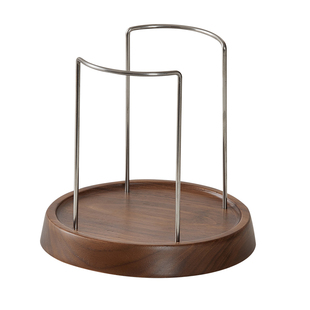 实木一次性杯子取杯器黑胡桃木纸杯架不锈钢杯架高级感咖啡角布置