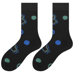 会起球的袜子 小众潮袜男女情侣中筒袜韩国网红渐变拼色ins潮袜