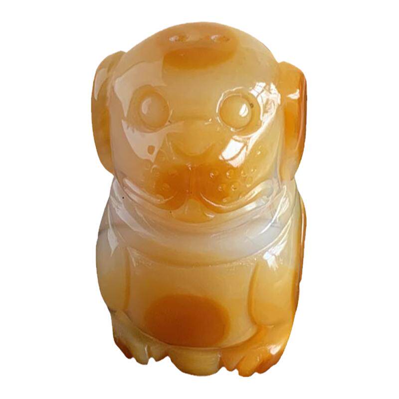 天然玛瑙雕刻生肖狗摆件