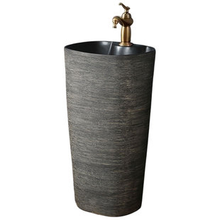 家用阳台立柱盆小户型立柱式洗脸盆落地式洗手盆户外一体陶瓷柱盆