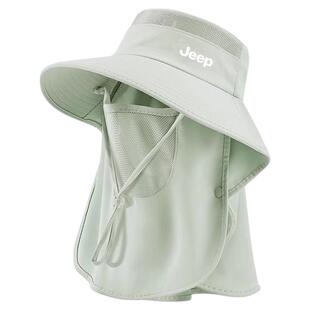 jeep吉普帽子女士夏季护颈防晒面罩户外防紫外线大帽檐遮阳渔夫帽