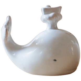 掬涵小鲸鱼椒盐罐陶瓷调料瓶罐白瓷餐桌装饰摆件桌面西餐撒料瓶