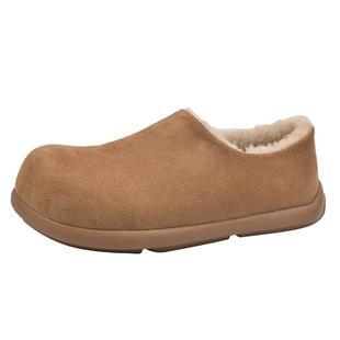 平底豆豆鞋全包勃肯鞋女鞋2025新款冬季加绒保暖雪地靴一脚蹬棉鞋