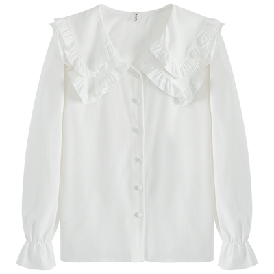 慕兔法式新款别致设计感白色衬衫