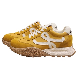 黄色德训鞋女款2026新款鞋子厚底女鞋百搭内增高芭蕾休闲运动板鞋