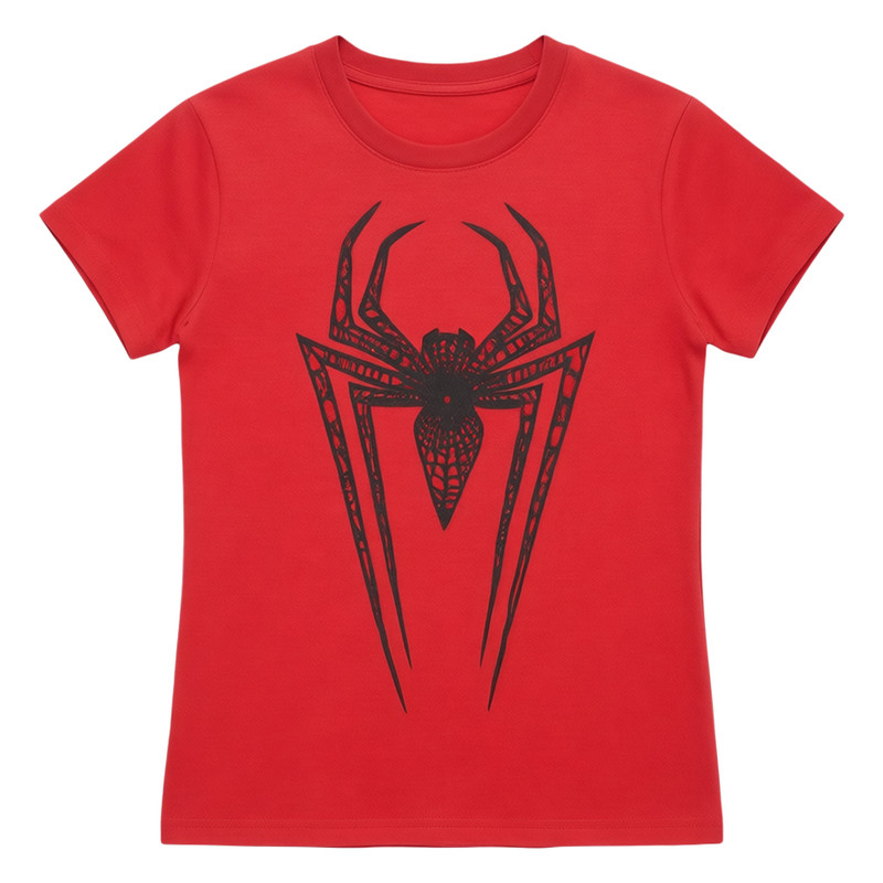Spider print slim fit short sleeved shirt 女蜘蛛印花修身短袖