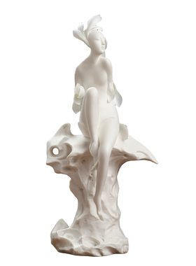 东方泥土德化白瓷花神雕塑摆件