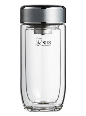 希诺双层抗菌玻璃杯便携泡茶水杯