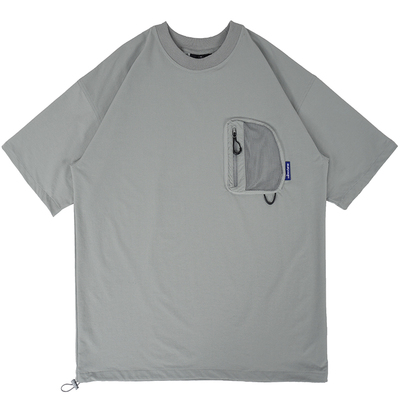 简约口袋网眼半袖上衣抽绳短袖