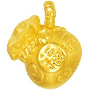 明牌珠宝黄金串珠 3D硬金足金福袋黄金吊坠项链配件AFP0059 定价