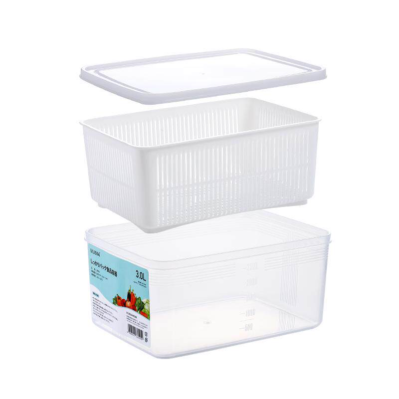 LISSA冰箱收纳盒双层蔬菜沥水保鲜盒水果盒子食品级大容量储物盒