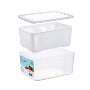 LISSA冰箱收纳盒双层蔬菜沥水保鲜盒水果盒子食品级大容量储物盒
