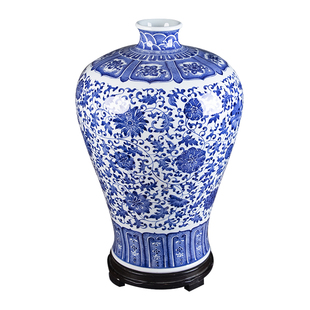 景德镇陶瓷花瓶高端手绘梅瓶家居客厅博古架仿古中式装饰瓷器摆件