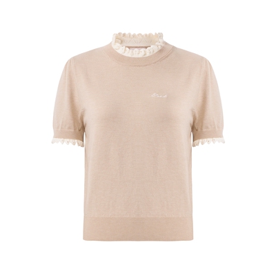 ELAND木耳领边短袖套头针织衫