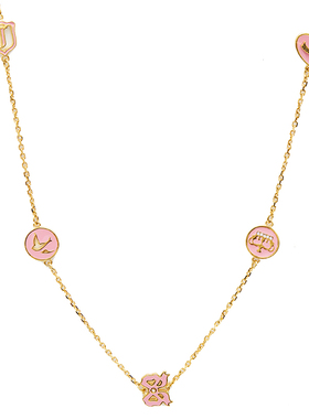 多层长款桃心蝴蝶毛衣链