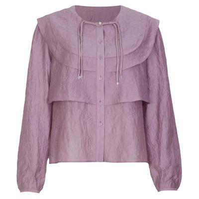 婉甸秋季都市优雅午夜玫紫长袖上衣上装1233H05DYC