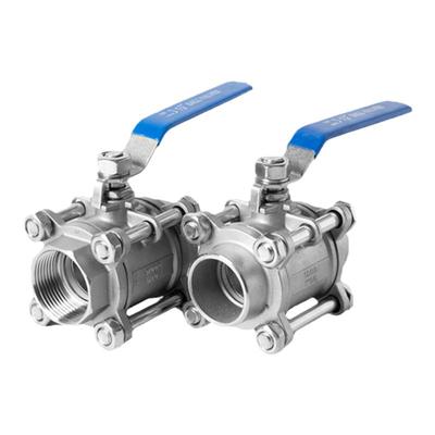 304不锈钢三片式球阀丝扣内螺纹全通径Q61F-16P焊接三片式球阀1寸